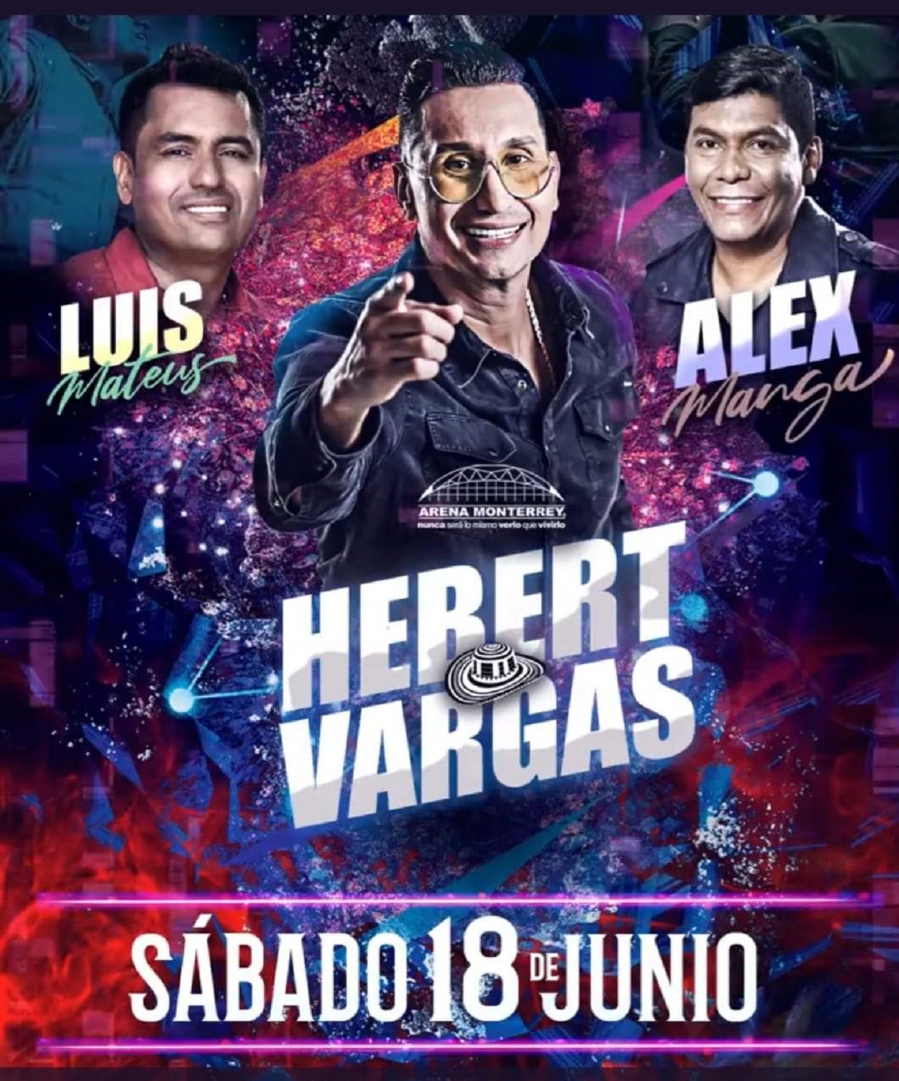 Hebert Vargas, Alex Manga y Luis Mateus, en gran concierto musical en Monterrey- México